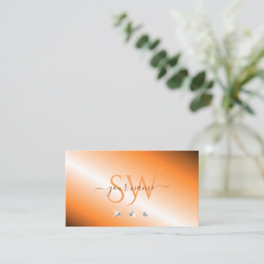 オレンスタイリッシュジシルバーダきらめくモンドイニシャル 名刺 (スタンド正面)