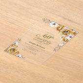 オレンスタイリッシュジフローラサプライズ60thバースデーパーティー アクリル招待状 (レイダウン)