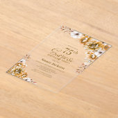 オレンスタイリッシュジフローラサプライズ75thバースデーパーティー アクリル招待状 (レイダウン)