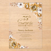 オレンスタイリッシュジフローラサプライズ75thバースデーパーティー アクリル招待状 (正面)