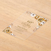 オレンスタイリッシュジフローラ60th誕生日パーティー アクリル招待状 (レイダウン)