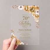 オレンスタイリッシュジフローラ70th誕生日パーティー アクリル招待状 (インサイチュ (ポータブル))