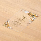 オレンスタイリッシュジフローラ80th誕生日パーティー アクリル招待状 (レイダウン)