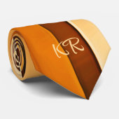 オレンスタイリッシュジブラウン抽象芸術ストライプイニシャル ネクタイ (ロール)