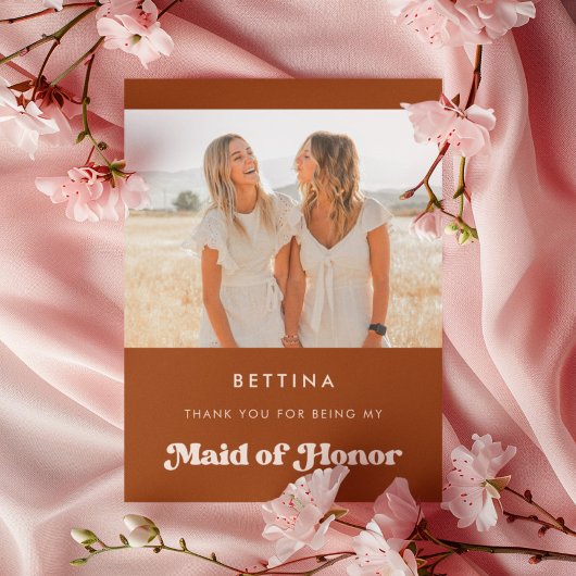 オレンスタイリッシュジ感謝していメイド・オブ・オーナー(花嫁付き添い人)youフォトカード 招待状