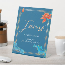 オレンスタイリッシュジ&ブルー結婚ズフローラロータス 台座サイン