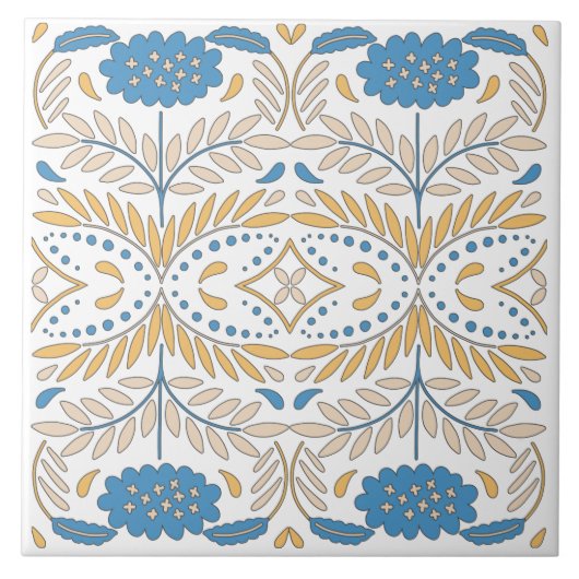 オレンスペインのジブルーピンクフローラ地中海の タイル (正面)