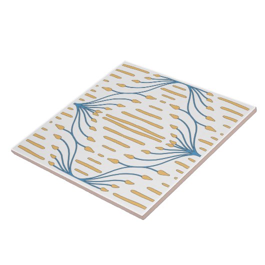 オレンスペインのジブルーピンク抽象芸術地中海の タイル (側面)