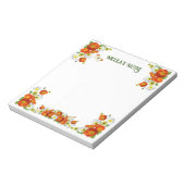 オレンパーソナライズされたかわいらしジとホワイトのカスタムポピー ノートパッド (回転)