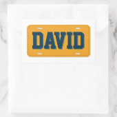 オレンパーソナライズされたジとネイビーブルーのライセンスプレート 長方形シール (バッグ)