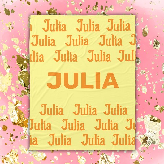 オレンパーソナライズされたジの少女の名前 |フリースブランケット フリースブランケット