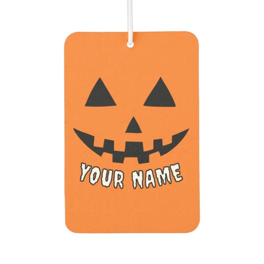 オレンパーソナライズされたジカボチャあなたの名前 カーエアーフレッシュナー (正面)