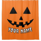 オレンパーソナライズされたジカボチャあなたの名前 シャワーカーテン (正面)