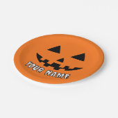 オレンパーソナライズされたジカボチャあなたの名前 ペーパープレート (アングル)