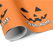 オレンパーソナライズされたジカボチャあなたの名前 ラッピングペーパー (ロールコーナー)