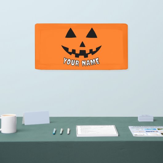 オレンパーソナライズされたジカボチャあなたの名前 横断幕 (トレードショー)