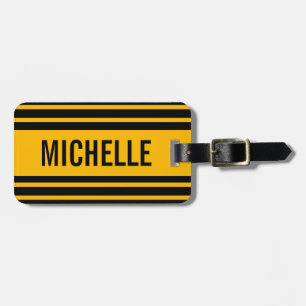 オレンパーソナライズされたジクワッドストライプ ラゲッジタグ