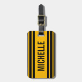 オレンパーソナライズされたジクワッドストライプ ラゲッジタグ (正面縦)