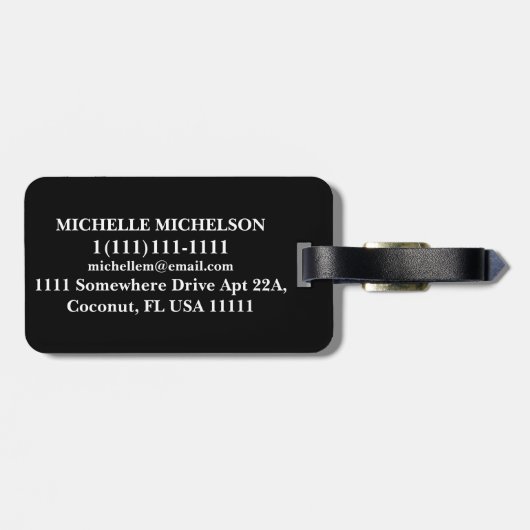 オレンパーソナライズされたジクワッドストライプ ラゲッジタグ (裏面横)