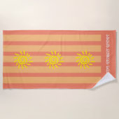 オレンパーソナライズされたジストライプのサンシャインビーチタオル ビーチタオル (正面)