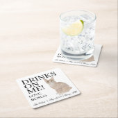 オレンパーソナライズされたジタビーキャッ結婚ト スクエアペーパーコースター (インサイチュ)