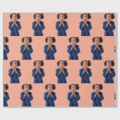 オレンパーソナライズされたジフォトコラージュ子供の誕生日 ラッピングペーパー (フラット)