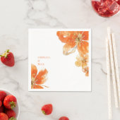 オレンパーソナライズされたジフローラ結婚カクテル スタンダードカクテルナプキン (インサイチュ)