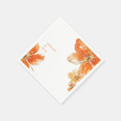 オレンパーソナライズされたジフローラ結婚カクテル スタンダードカクテルナプキン (角)