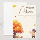 オレンパーソナライズされたジブラウンとイエローオータムカード (正面/裏面)