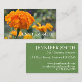 オレンパーソナライズされたジマリゴールド自然フローラ花 名刺 (正面/裏面)