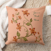 オレンパーソナライズされたジユリ花柄ピロー クッション (ブランケット)