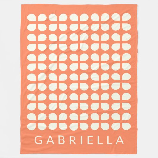 オレンパーソナライズされたジレトロミッドセンチュリーモダンはっきりした フリースブランケット (正面)