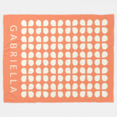 オレンパーソナライズされたジレトロミッドセンチュリーモダンはっきりした フリースブランケット (正面(横))