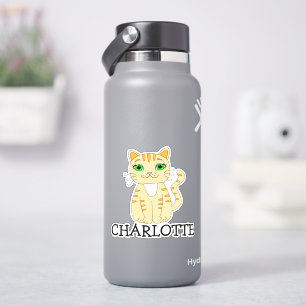 オレンパーソナライズされたジ猫の名前ラベル シール