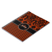 オレンパーソナライズされたジ白黒ダストライプのマスク ノートブック (左側)