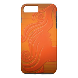 オレンパーソナライズされたジ金ゴールド女性顔ヘアガーリー iPhone 8 PLUS/7 PLUSケース