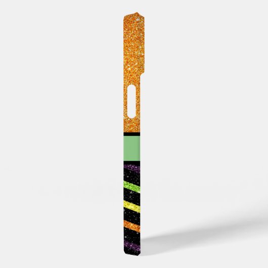 オレンパーソナライズされたジ&ブラックグリッタージグザグザグ Case-Mate iPhoneケース (裏面 / 右)