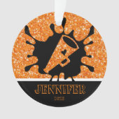 オレンパーソナライズされたジ&ブラックチアリーティングオーナメント オーナメント (正面)