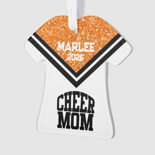 オレンパーソナライズされたジ&ブラック応援ママオーナメント オーナメント (正面)