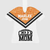 オレンパーソナライズされたジ&ブラック応援ママオーナメント オーナメント (裏面)