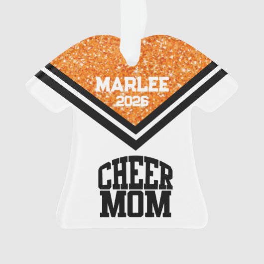 オレンパーソナライズされたジ&ブラック応援ママオーナメント オーナメント (正面)