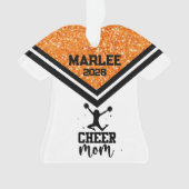 オレンパーソナライズされたジ&ブラック応援ママオーナメント オーナメント (正面)