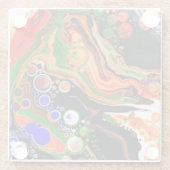 オレンパーソナライズされたジ、ブルー、グリーン、ブラック流体アート ガラスコースター (裏面)