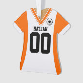 オレンパーソナライズされたジ/ホワイトサッカージャージー オーナメント (正面)