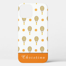 オレンファンキージテニスおもしろいキッズプレーパーソナライズされたヤー iPhone 12ケース