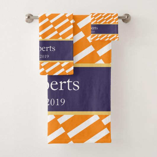オレンファンキージパターンファミリー名と年モダン バスタオルセット (インサイチュ)