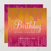 オレンファンキージピンクパーティー誕生日招待状 招待状 (正面/裏面)