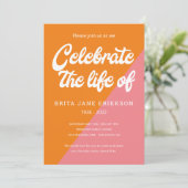 オレンファンキージピンクレトロお祝い 招待状 (スタンド正面)