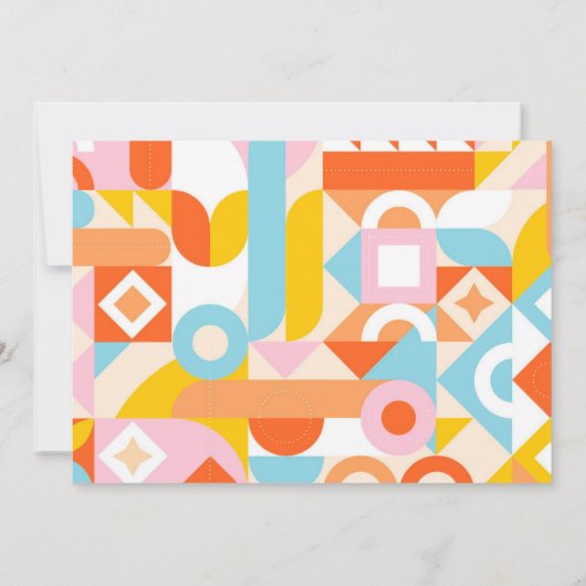 オレンファンキーモダンジ小さな人間のShindig赤ちゃんシャワー 招待状 (裏面)