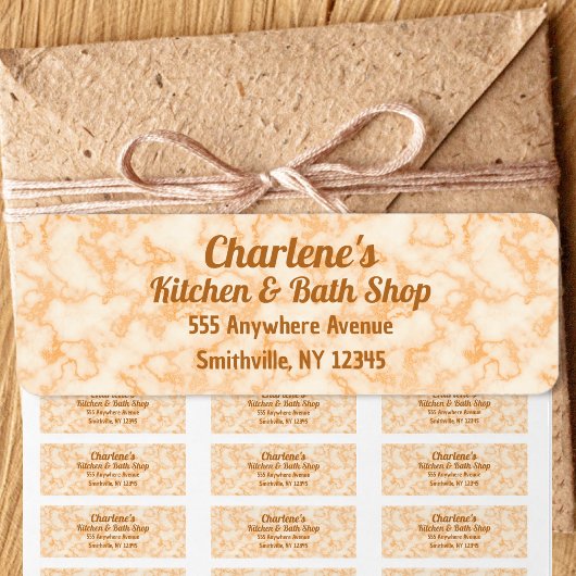 オレンフェイクジマーブル差出人住所ラベル ラベル